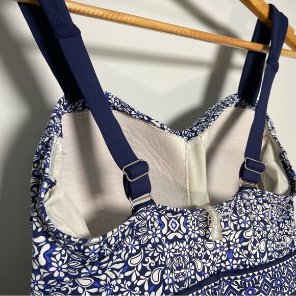 Lands End Swim Dress Underwire Blue White Modest Coastal Grandma  Beach Size 6D - Picture 6 of 9